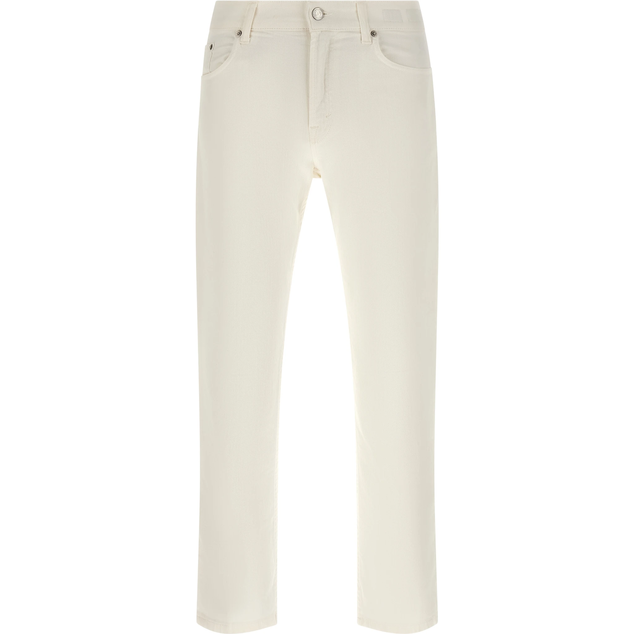White Cotton Straight-Leg Jeans