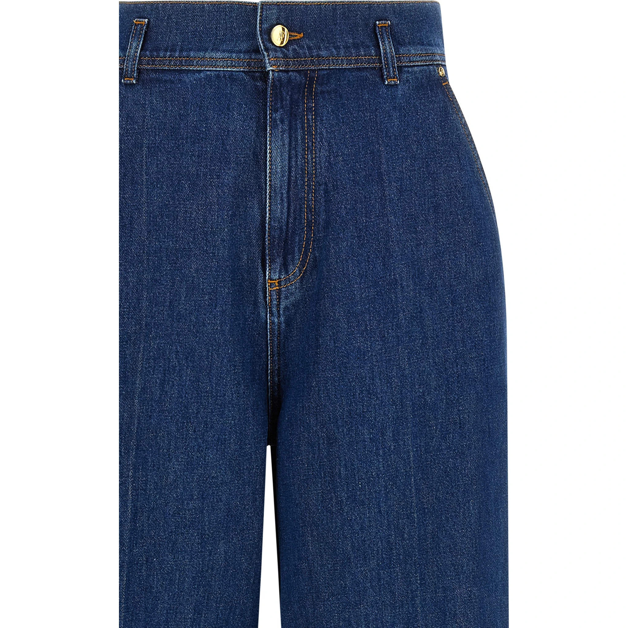 Blue Cotton High-Waisted Jean