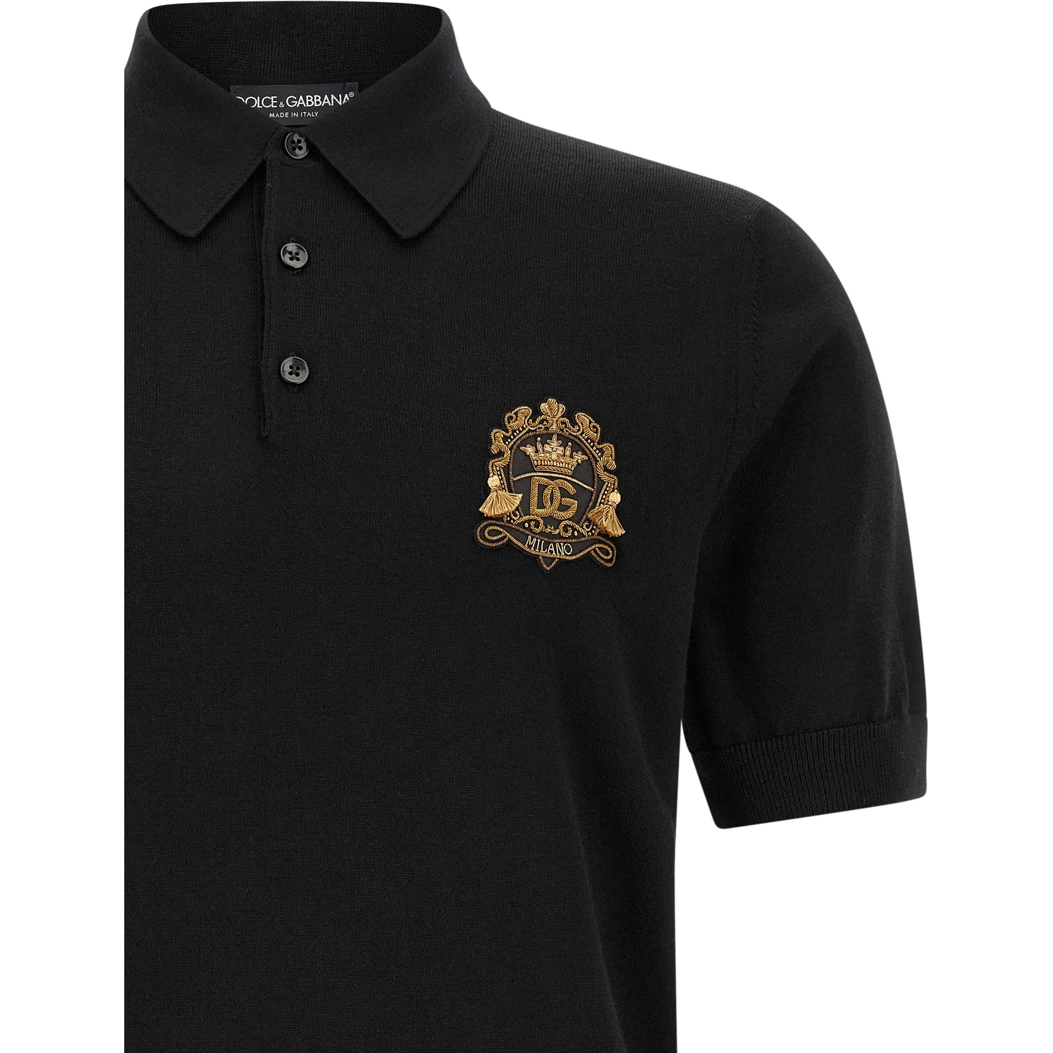 Black Virgin Wool Polo Shirt