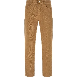 Beige Cotton Straight-Leg Jeans