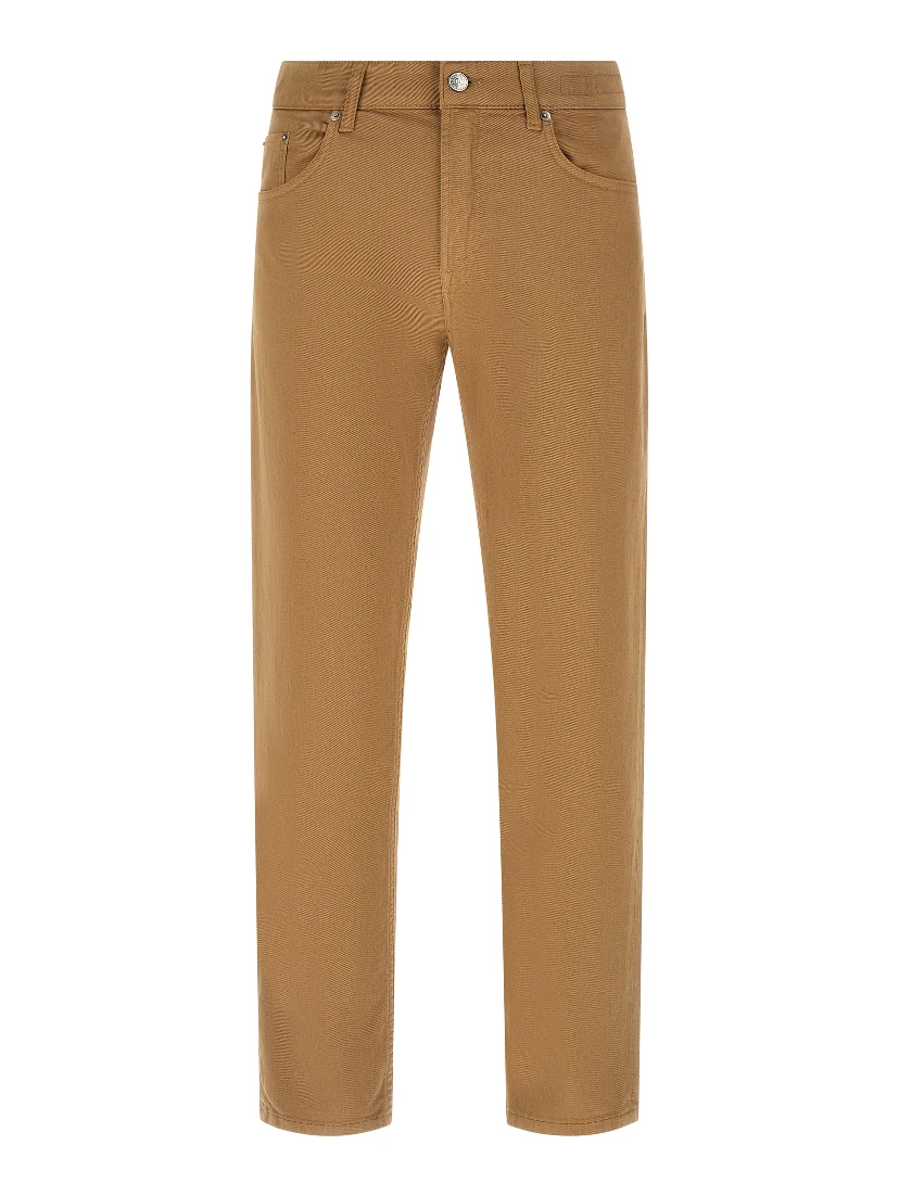 Beige Cotton Straight-Leg Jeans