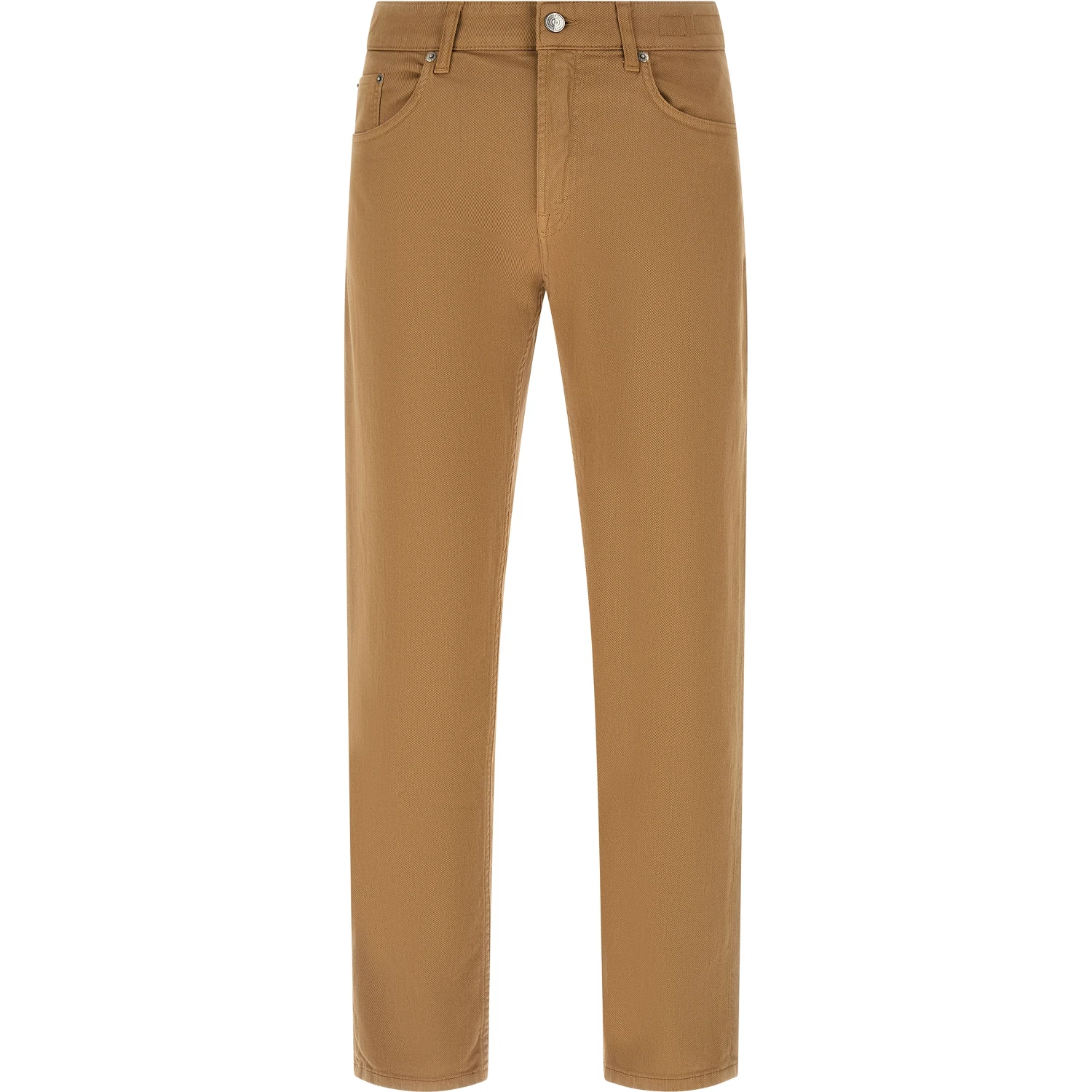 Beige Cotton Straight-Leg Jeans