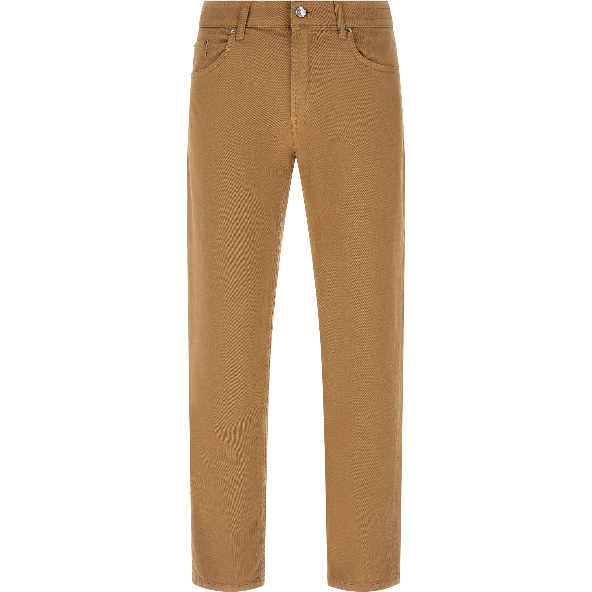 Beige Cotton Straight-Leg Jeans