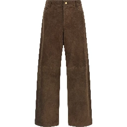 Brown Lamb Leather Casual Pants