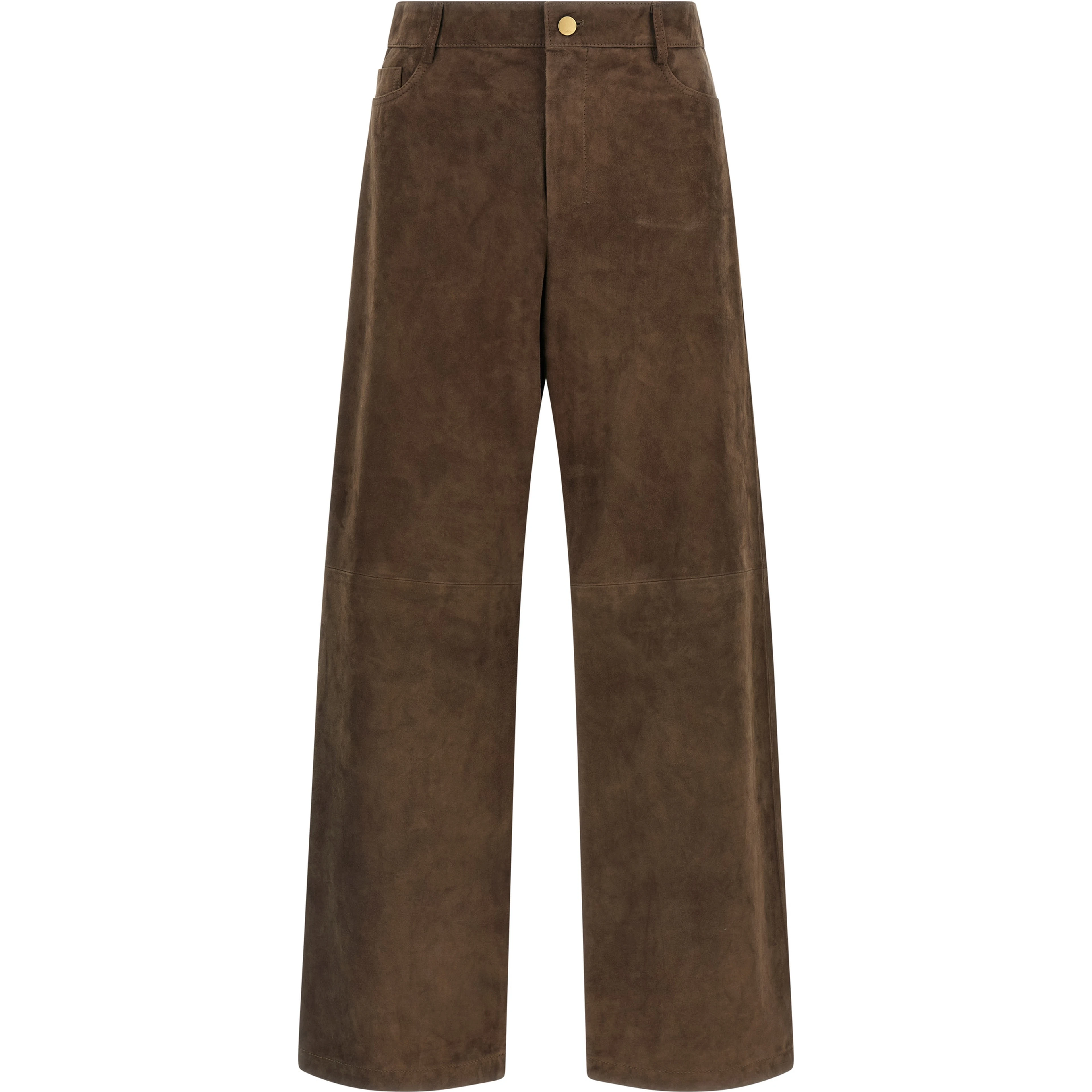 Brown Lamb Leather Casual Pants