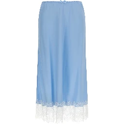 Blue Acetate Midi Skirt