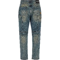 Blue Cotton Straight-Leg Jeans