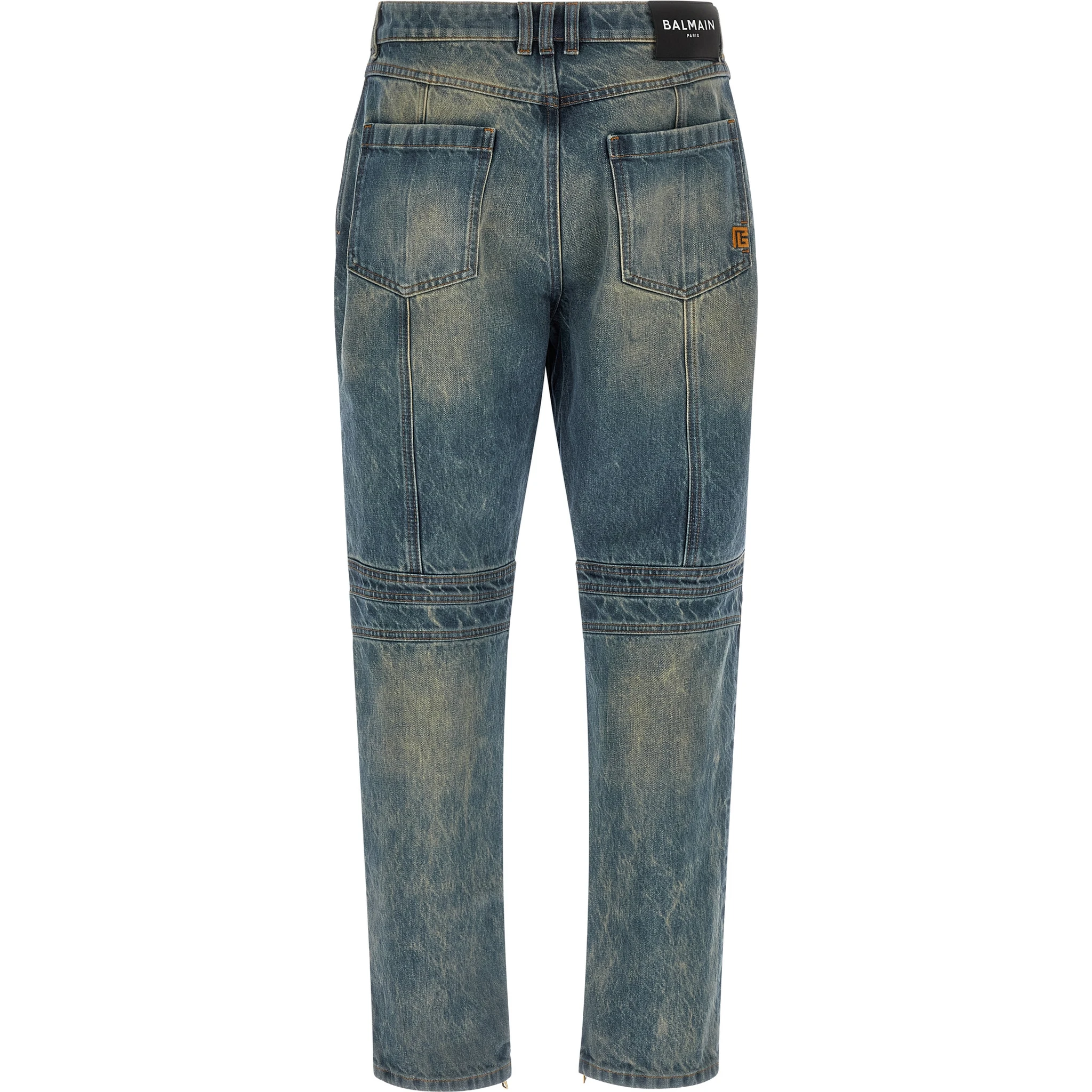 Blue Cotton Straight-Leg Jeans