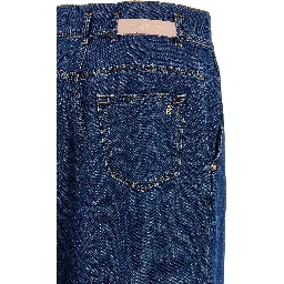 Blue Cotton High-Waisted Jean