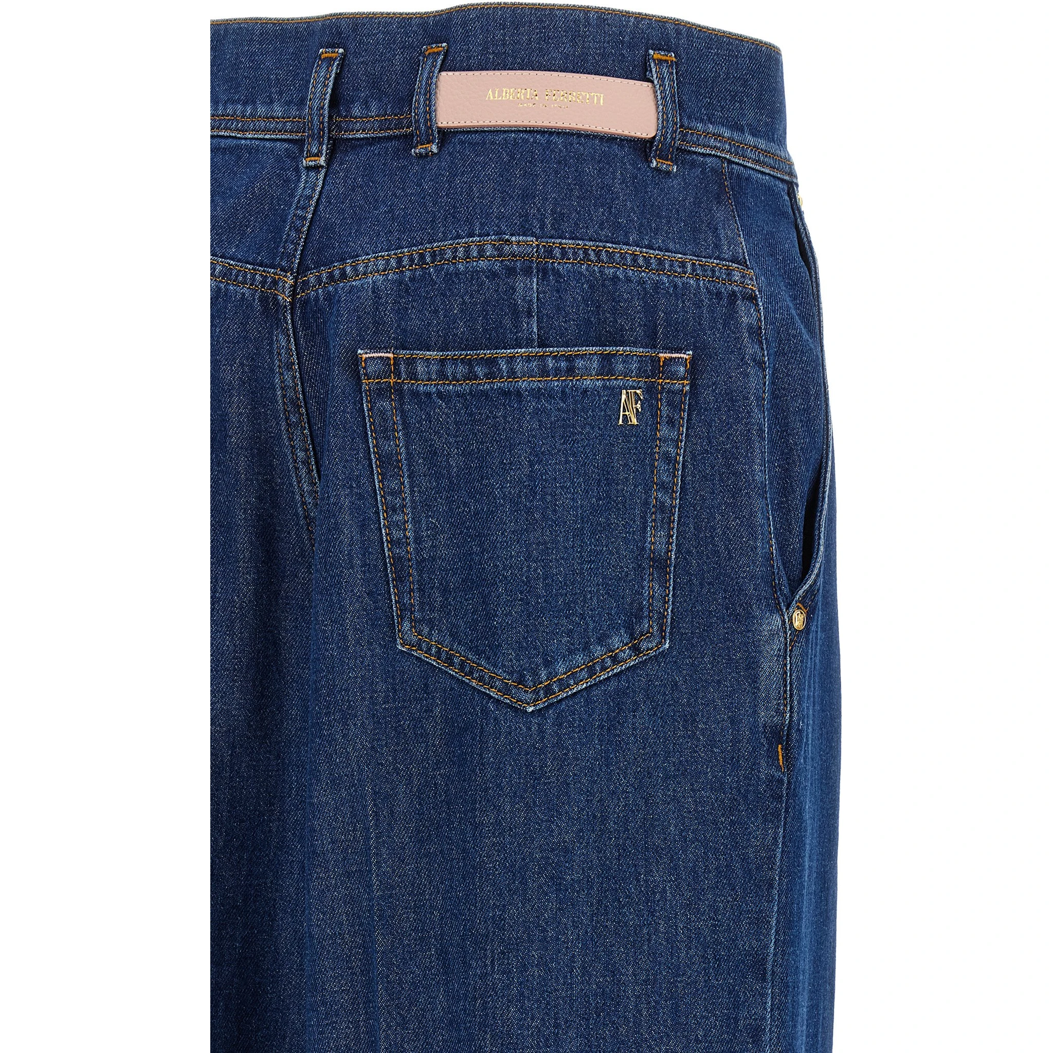 Blue Cotton High-Waisted Jean