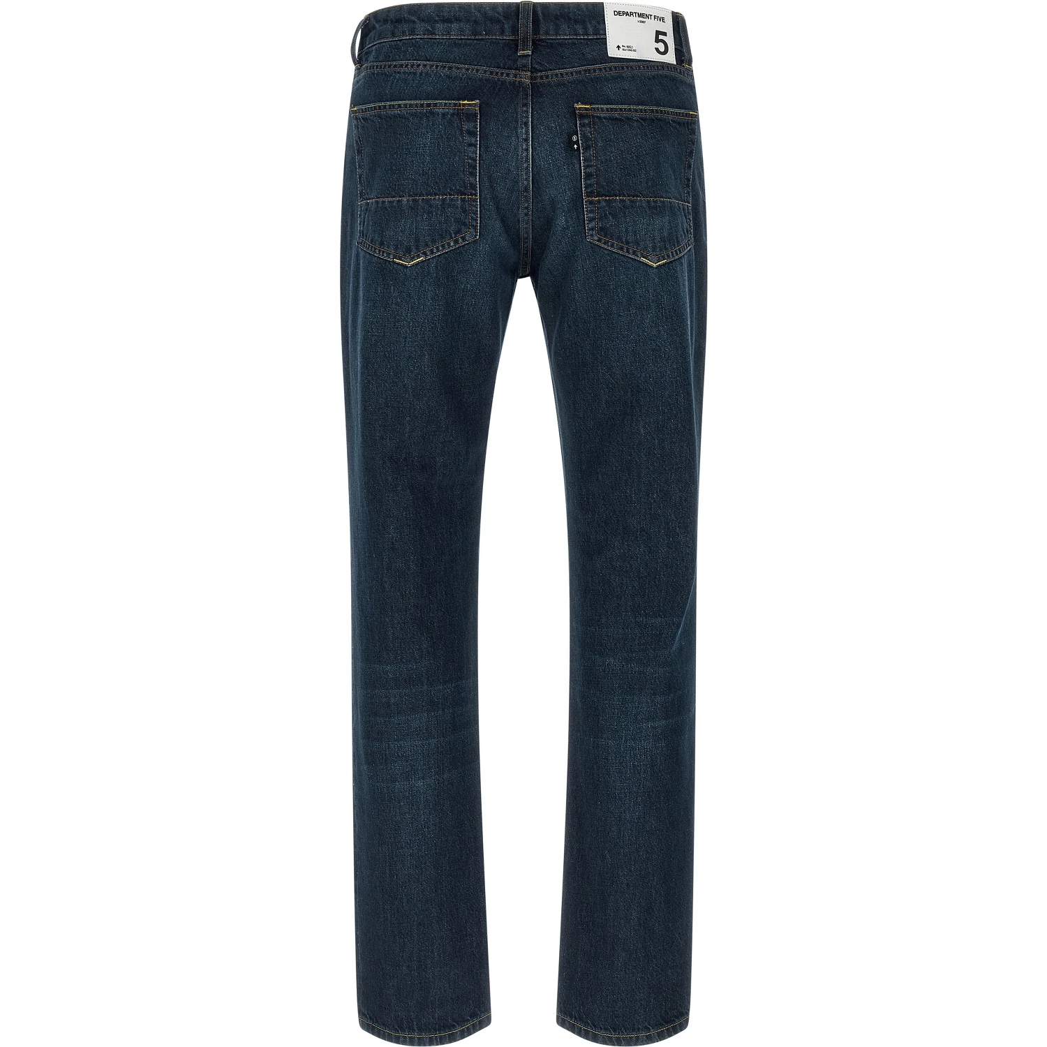 Blue Cotton Straight-Leg Jeans