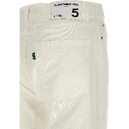 White Cotton Straight-Leg Jeans