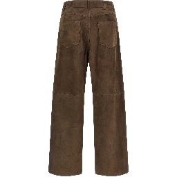 Brown Lamb Leather Casual Pants