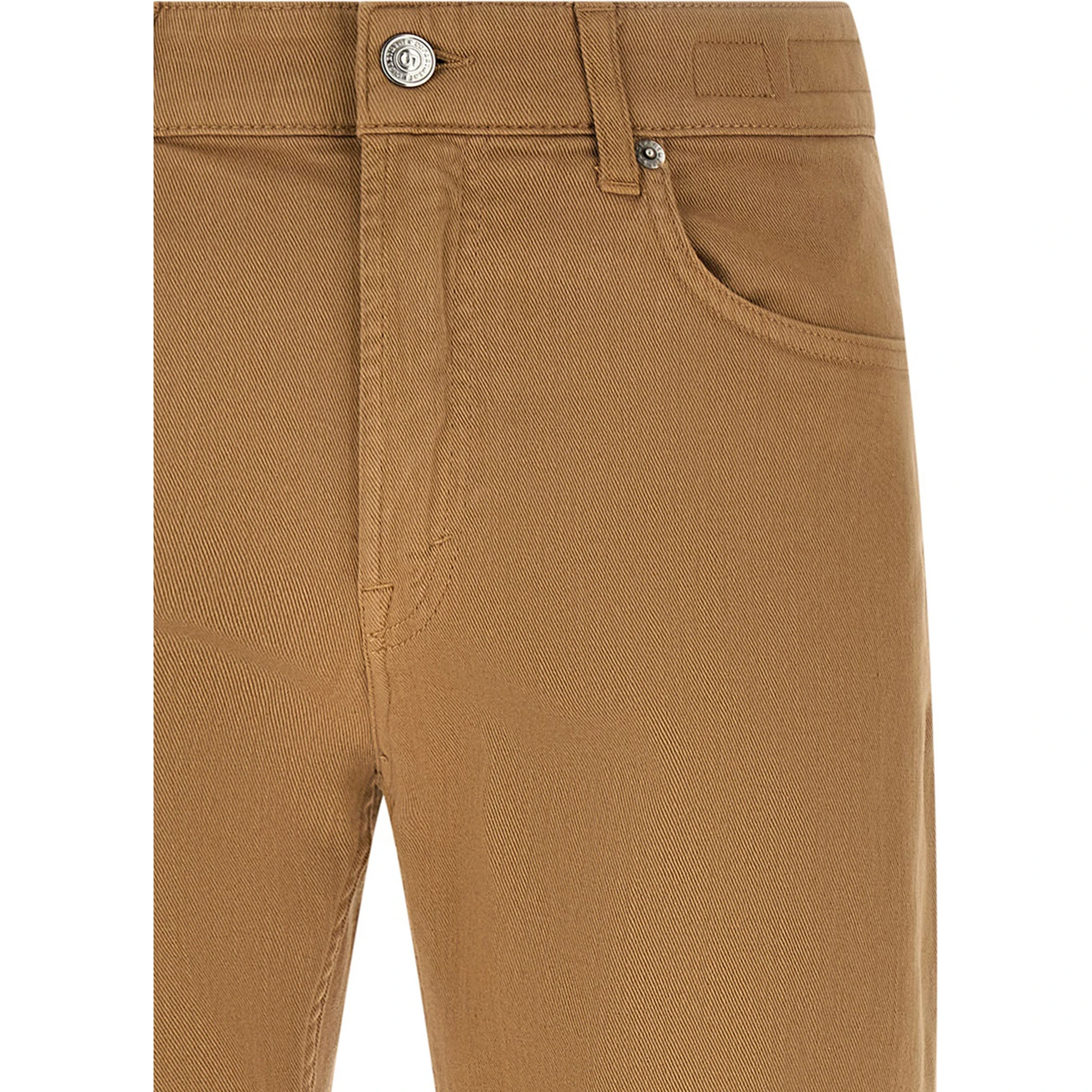 Beige Cotton Straight-Leg Jeans