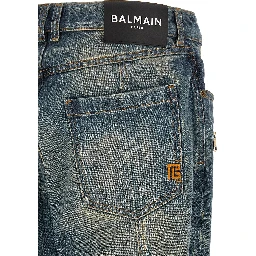 Blue Cotton Straight-Leg Jeans