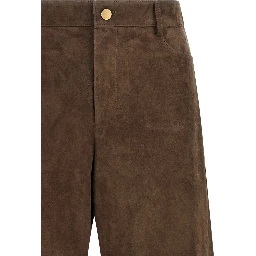 Brown Lamb Leather Casual Pants