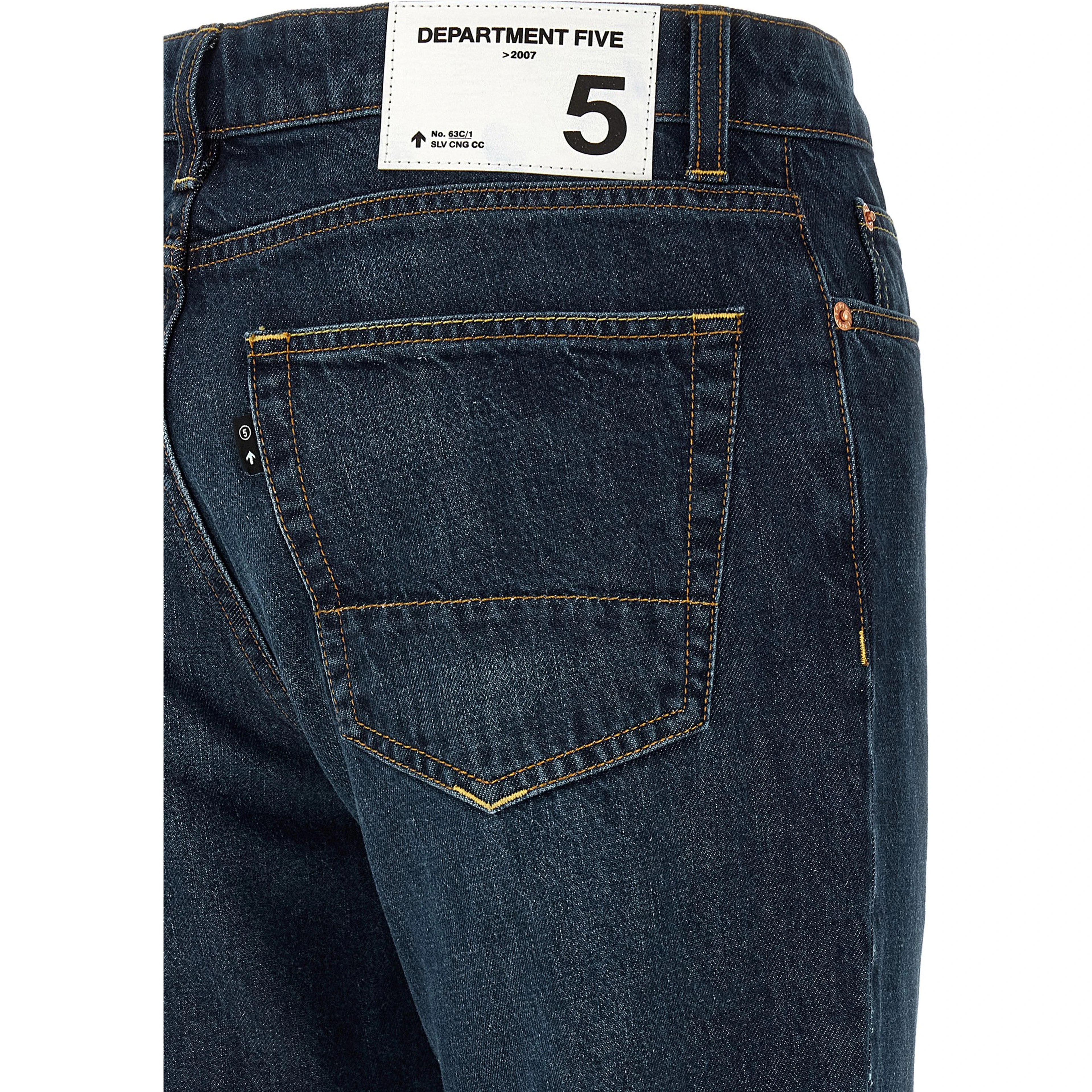 Blue Cotton Straight-Leg Jeans
