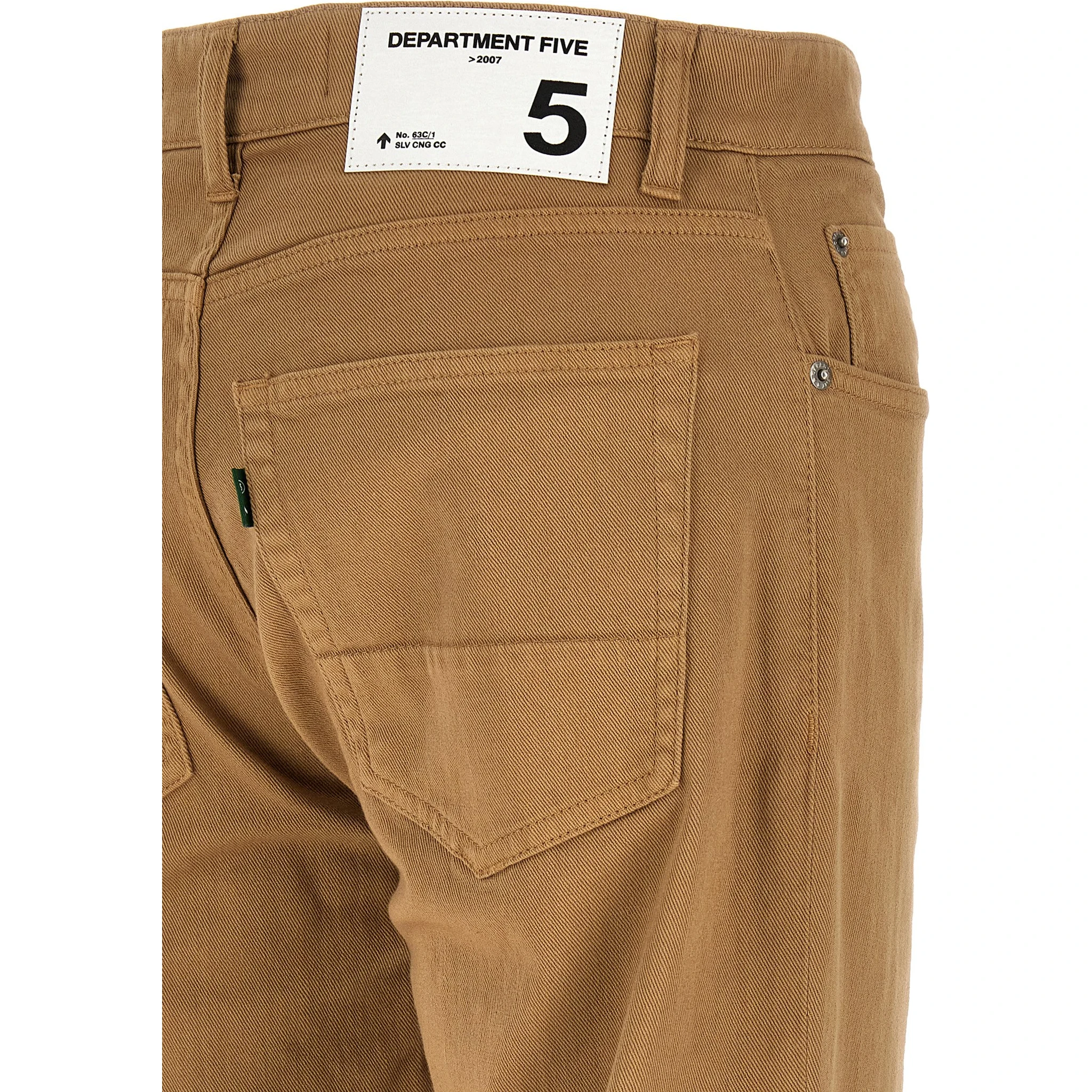 Beige Cotton Straight-Leg Jeans