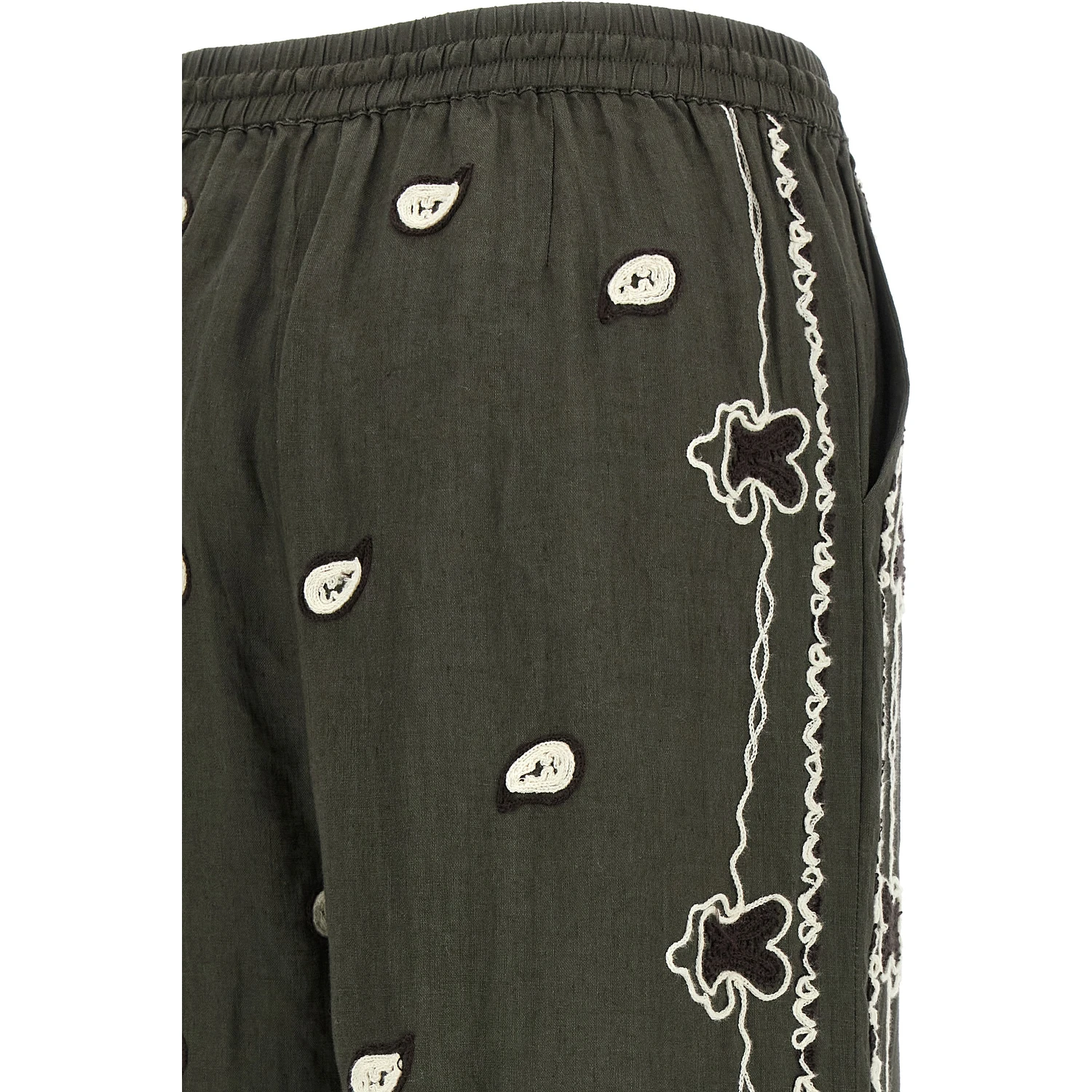 Bicolor Linen Casual Pants