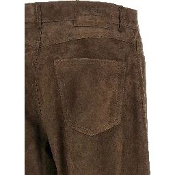 Brown Lamb Leather Casual Pants