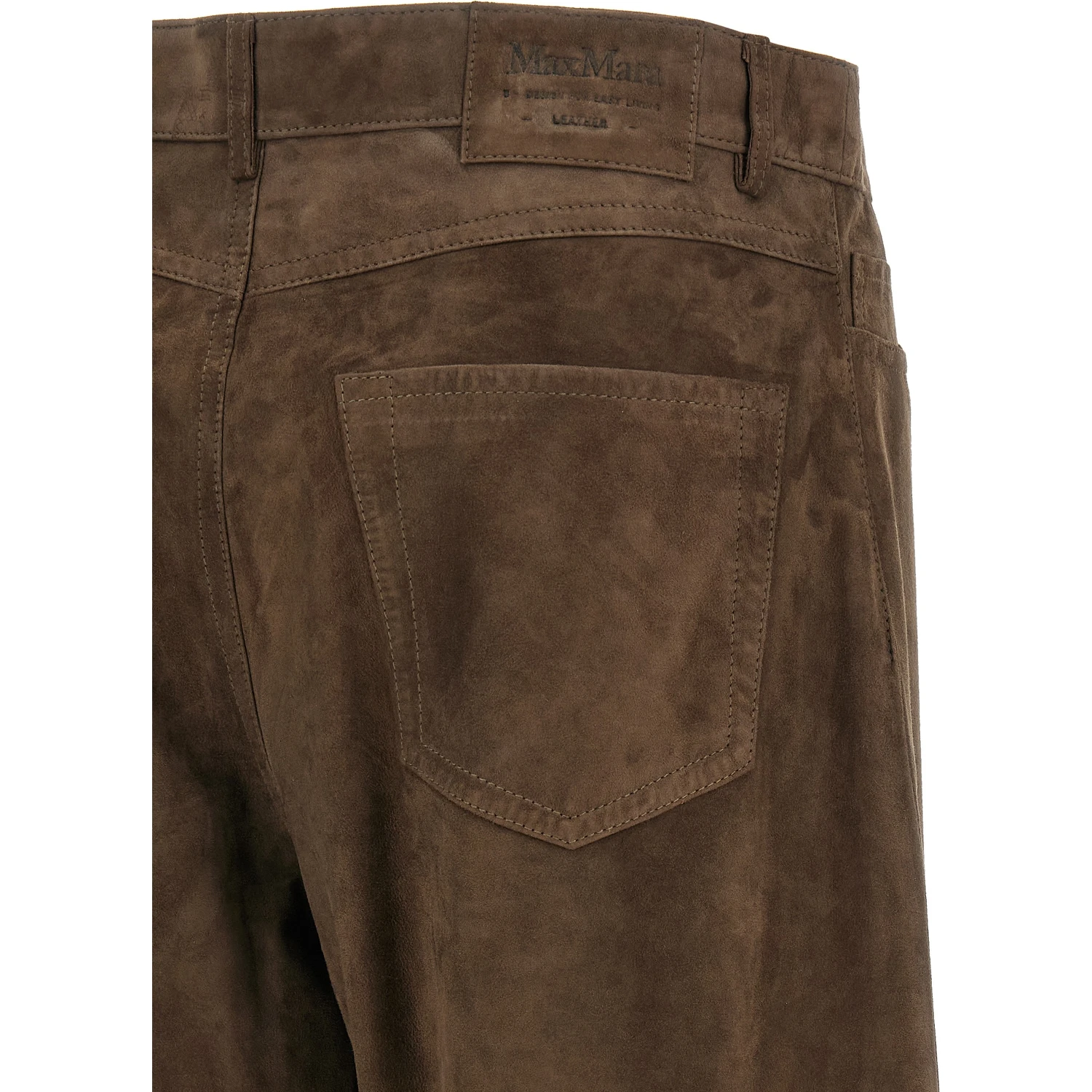 Brown Lamb Leather Casual Pants