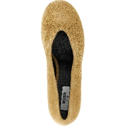 Beige Calfskin Mid Heel Pumps