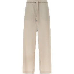 Beige Virgin Wool Athletic Pants