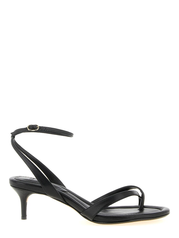 Black Cowhide Stiletto Heel Sandals