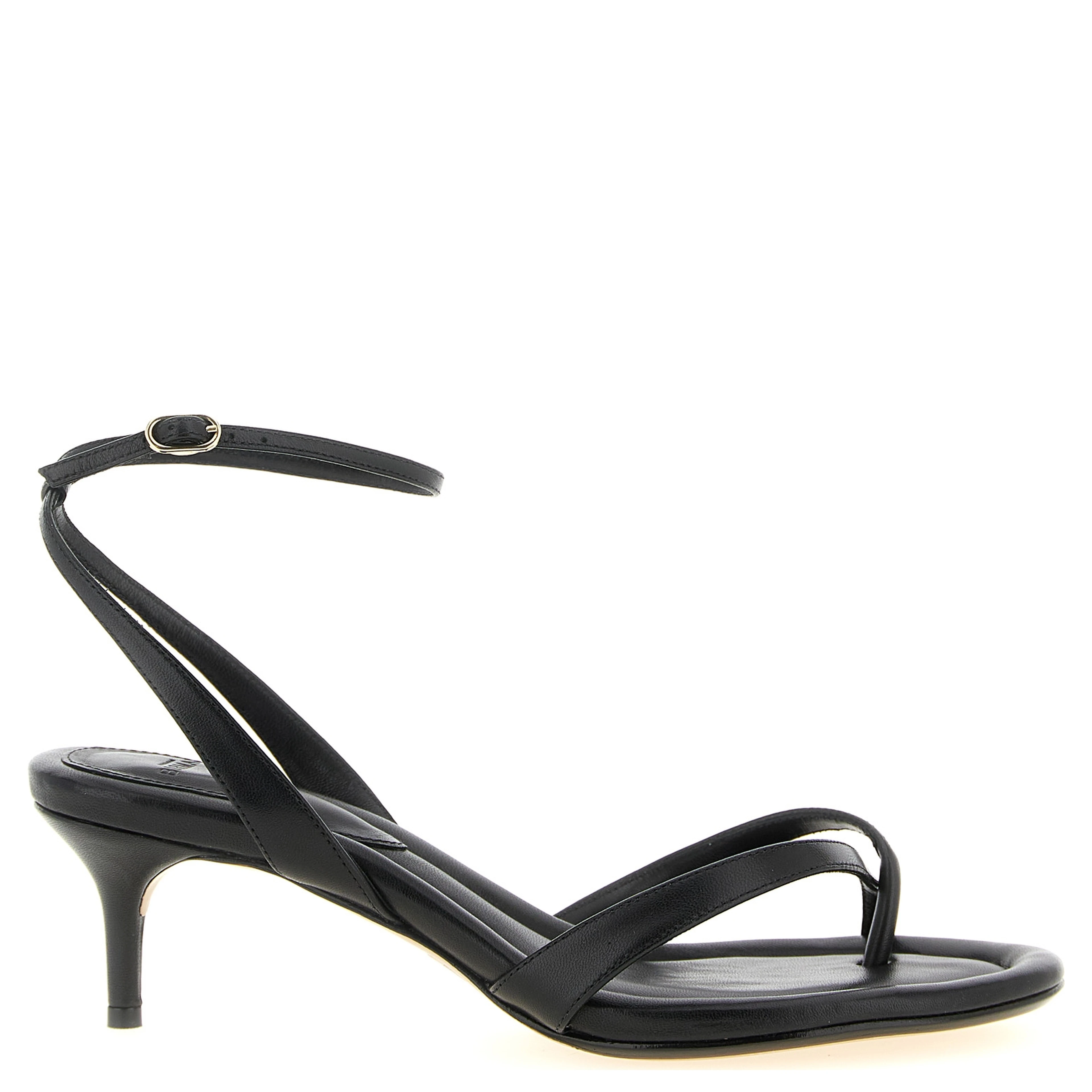 Black Cowhide Stiletto Heel Sandals