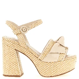 Beige Cowhide Stiletto Heel Sandals