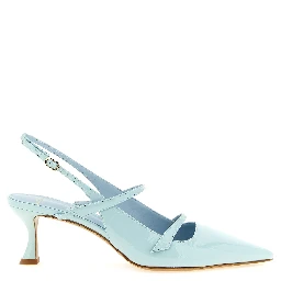 Blue Cowhide Mid Heel Pumps