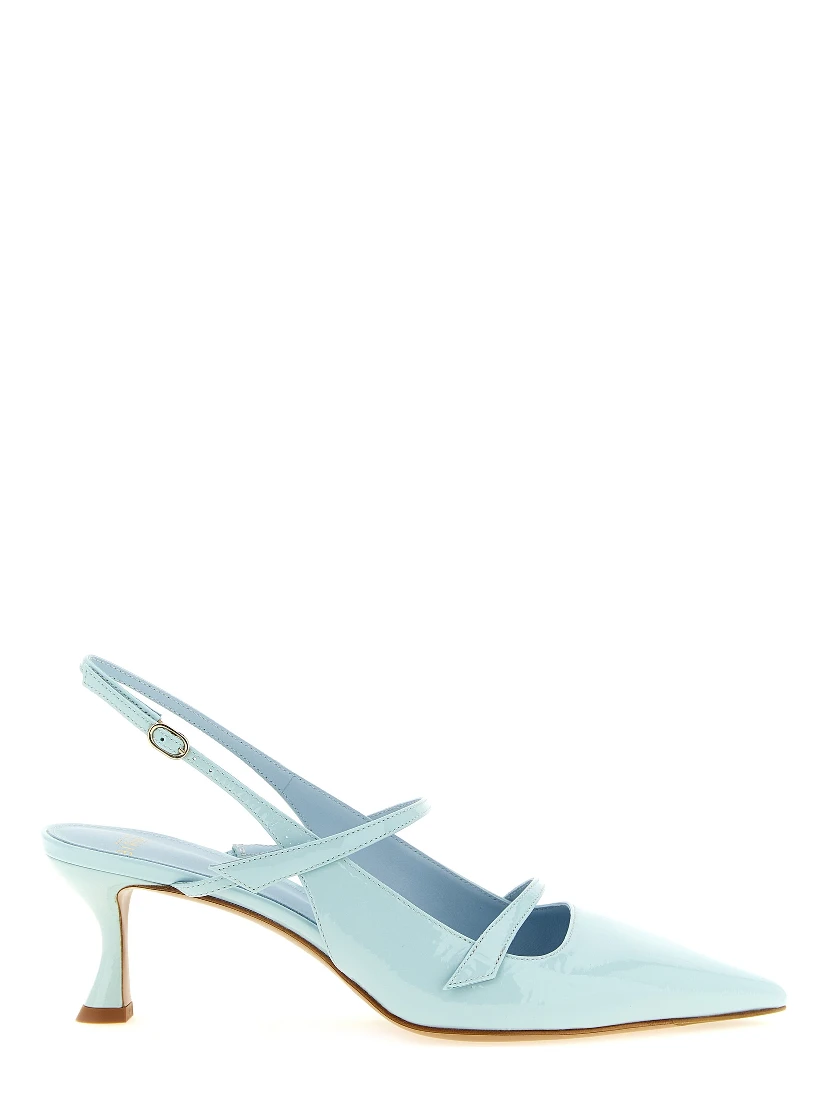Blue Cowhide Mid Heel Pumps
