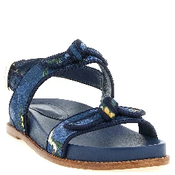 Blue Cowhide Flat Sandals