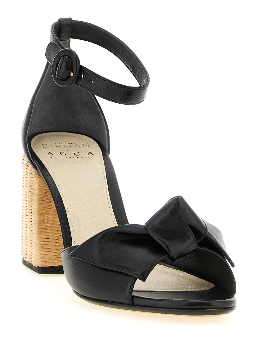 Black Cowhide Stiletto Heel Sandals