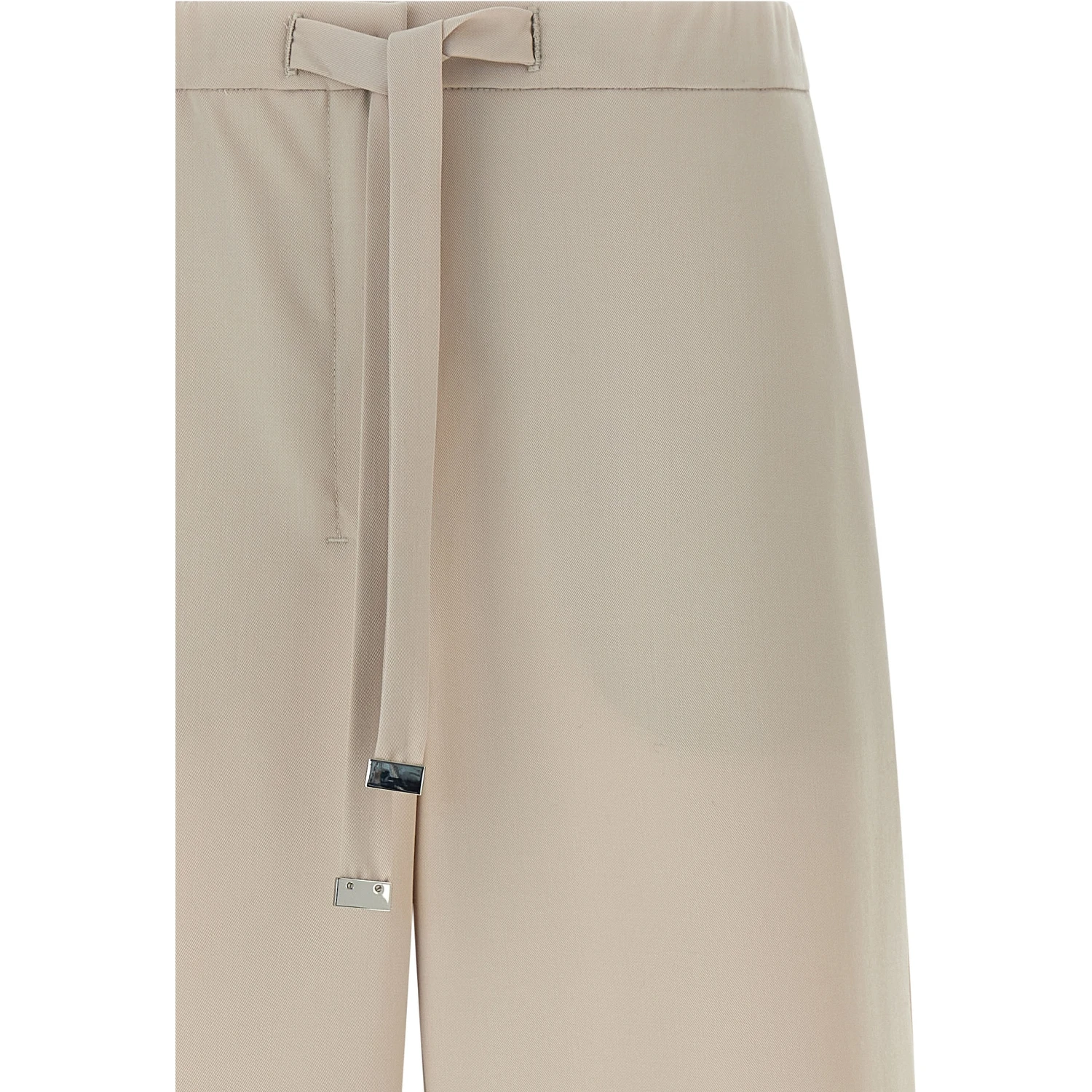 Beige Virgin Wool Athletic Pants
