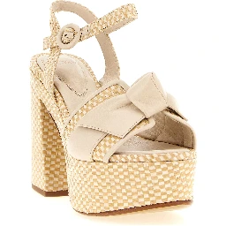 Beige Cowhide Stiletto Heel Sandals