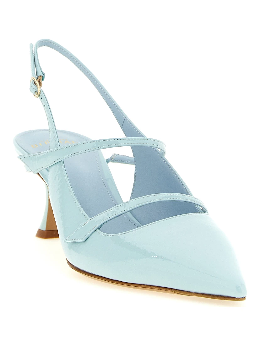 Blue Cowhide Mid Heel Pumps