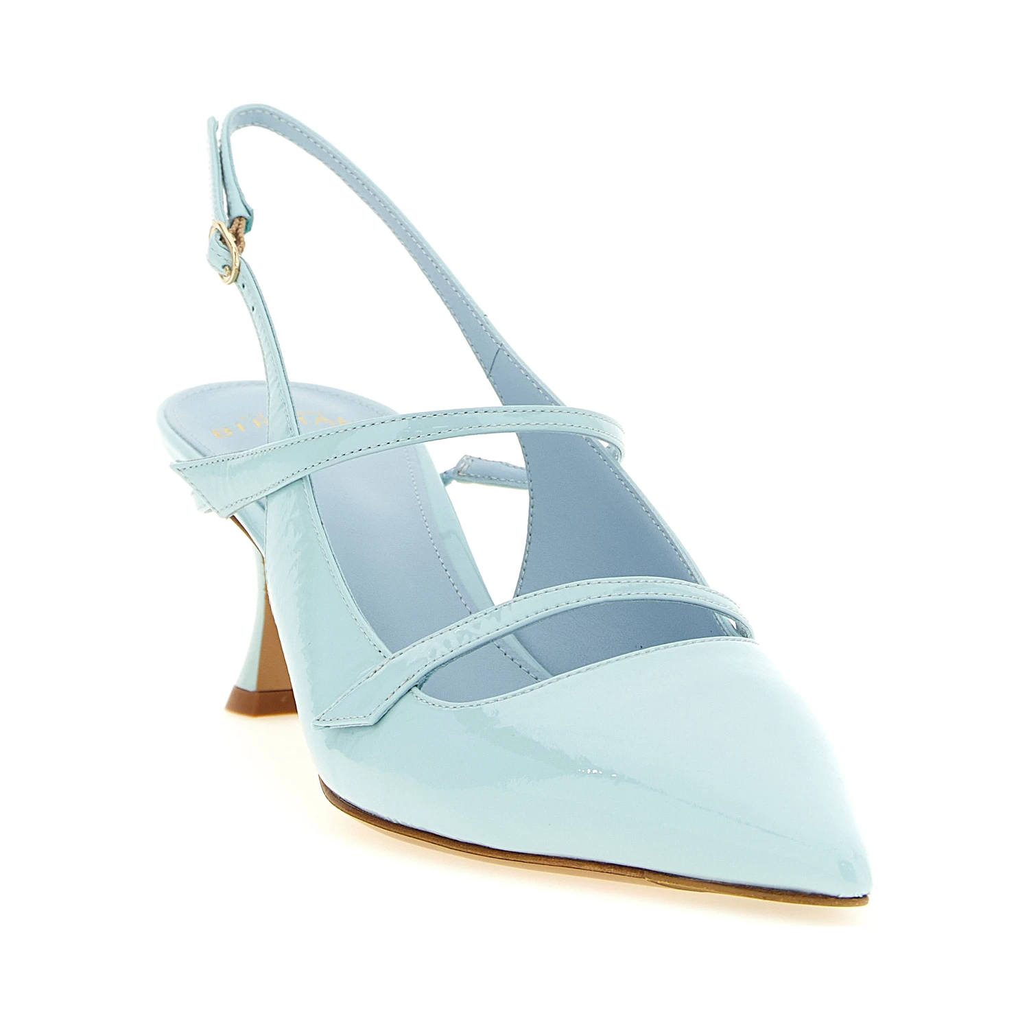 Blue Cowhide Mid Heel Pumps