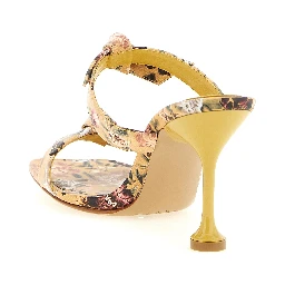 Bicolor Cowhide Stiletto Heel Sandals
