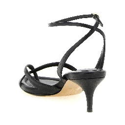 Black Cowhide Stiletto Heel Sandals