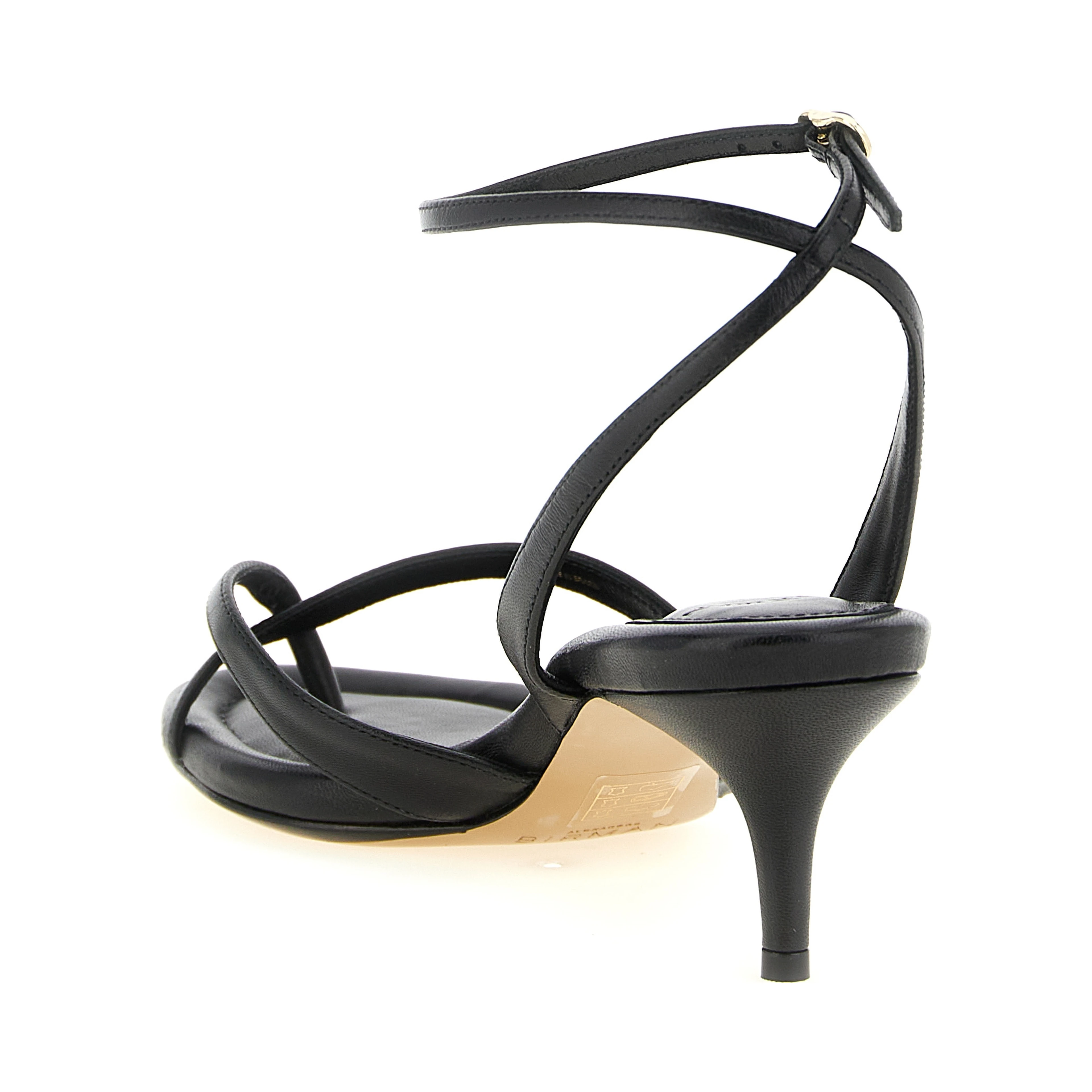 Black Cowhide Stiletto Heel Sandals