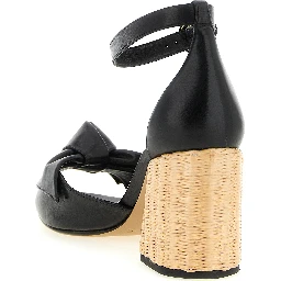 Black Cowhide Stiletto Heel Sandals