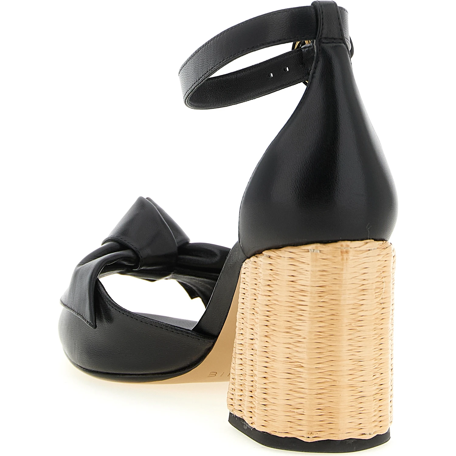Black Cowhide Stiletto Heel Sandals