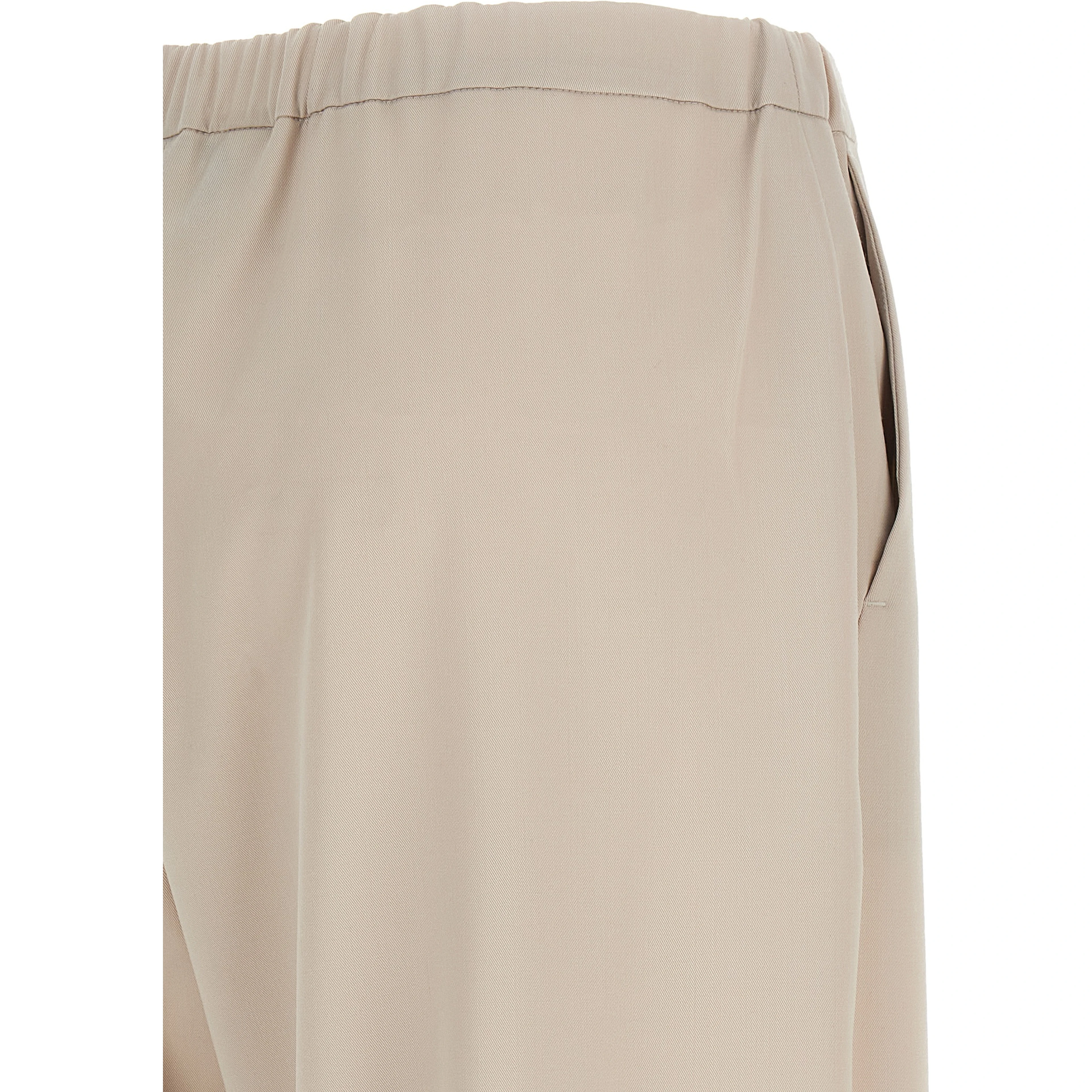 Beige Virgin Wool Athletic Pants