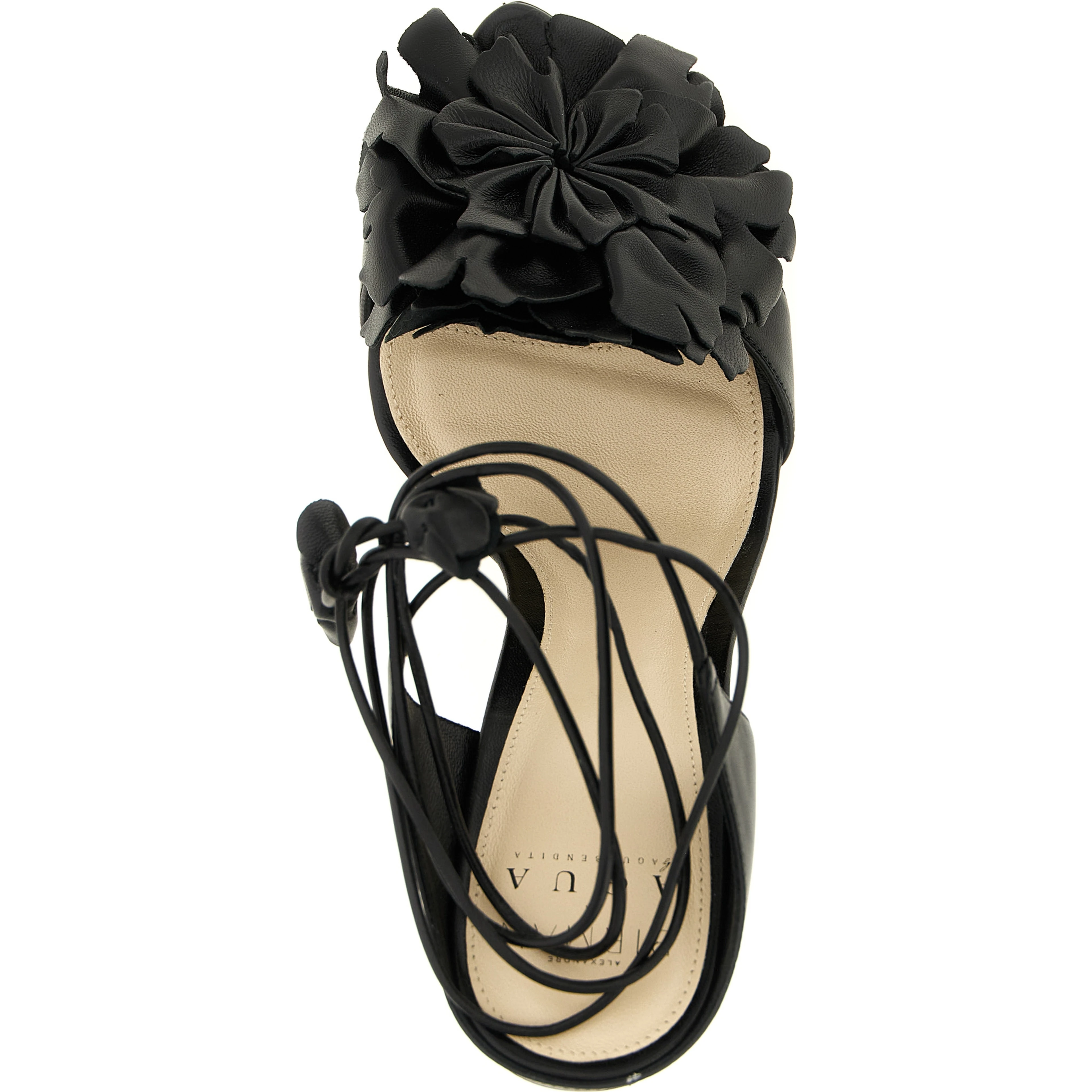 Black Cowhide Stiletto Heel Sandals