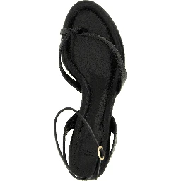 Black Cowhide Stiletto Heel Sandals