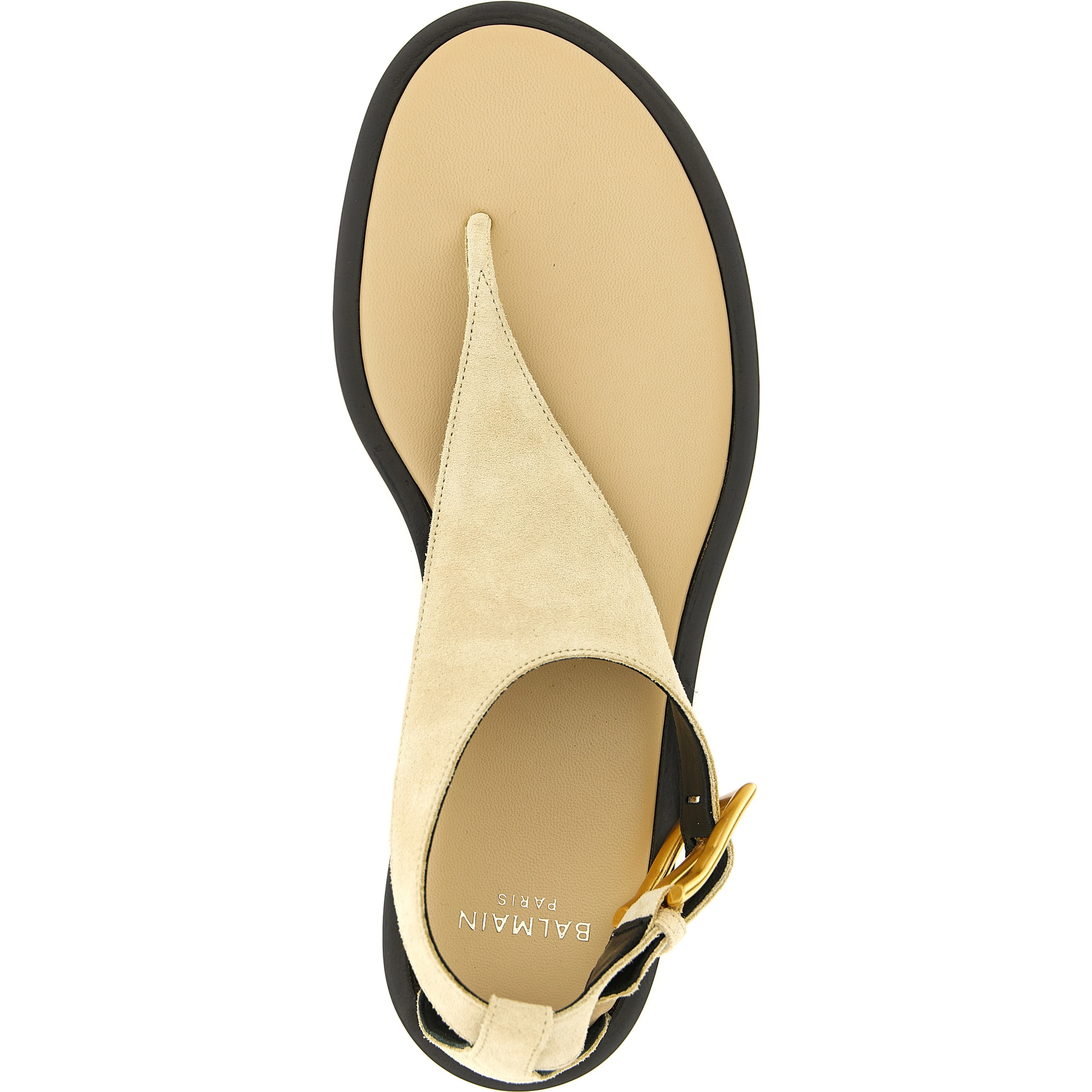 Beige Calfskin Flat Sandals