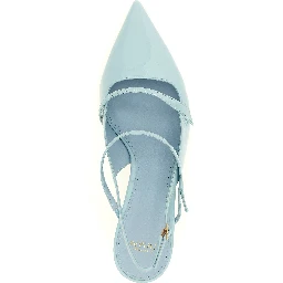 Blue Cowhide Mid Heel Pumps