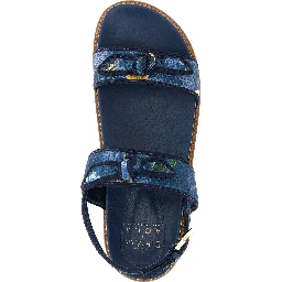 Blue Cowhide Flat Sandals