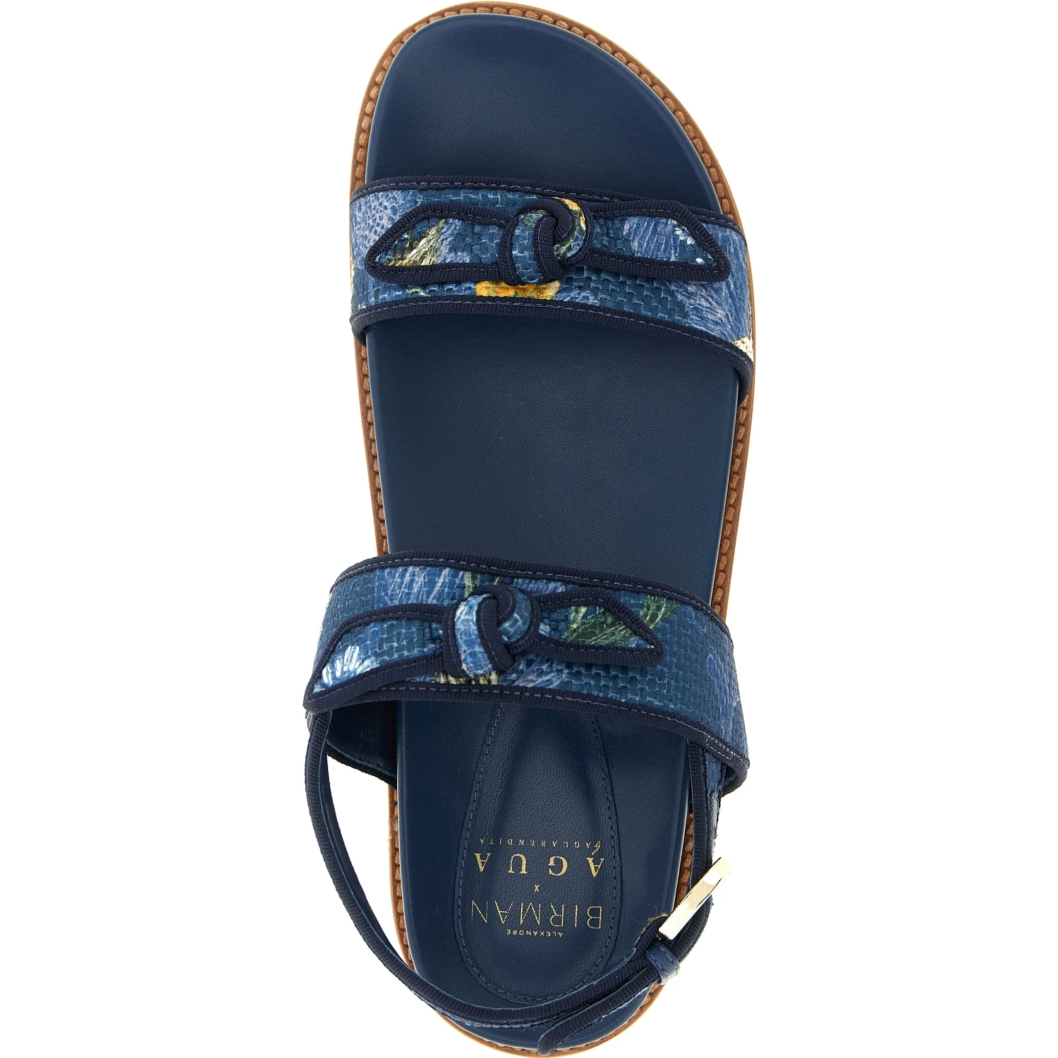 Blue Cowhide Flat Sandals